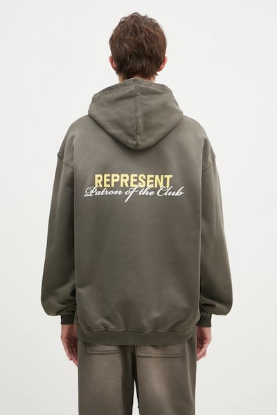Βαμβακερή μπλούζα Represent Patron Of The Club Hoodie χρώμα: πράσινο, με κουκούλα, MLM4270.16