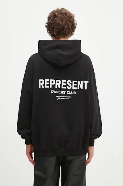 Βαμβακερή μπλούζα Represent Represent Owners Club Hoodie χρώμα: μαύρο, με κουκούλα, OCM41113.001