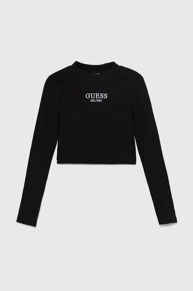 Дитячий лонгслів Guess колір чорний