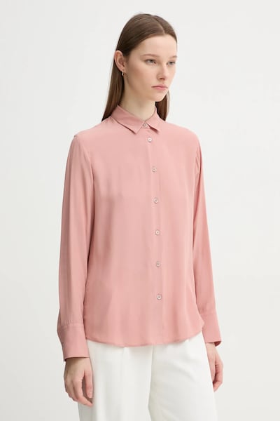 Рубашка с примесью шёлка PS Paul Smith цвет розовый regular классический воротник W2R.019B.P31186