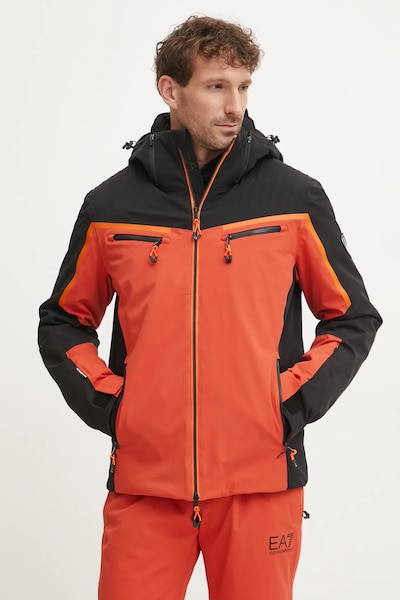 Μπουφάν για σκι EA7 Emporio Armani Kitzbuhel Colorblock Logo χρώμα: πορτοκαλί, PNCJZ.6DPG15