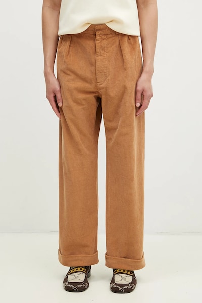 Вельветовые брюки Wood Wood Lawrence Trousers цвет коричневый прямые 12435012.5088