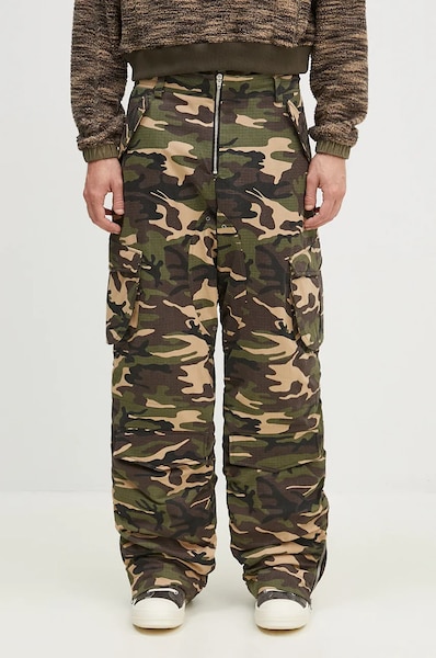 Andersson Bell spodnie dwustronne Reversible Padded Camouflage Cargo Pants kolor zielony apa688m