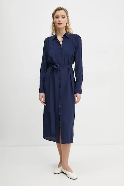 Платье с примесью шелка PS Paul Smith цвет синий midi прямое W2R.606D.P31186