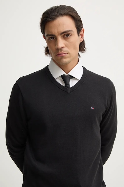 Tommy Hilfiger maglione da uomo in cotone nero MW0MW14745