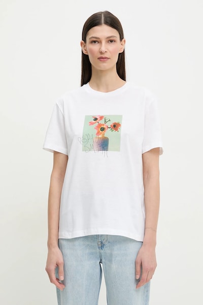 Хлопковая футболка PS Paul Smith женская цвет белый W2R.232V.PP4958