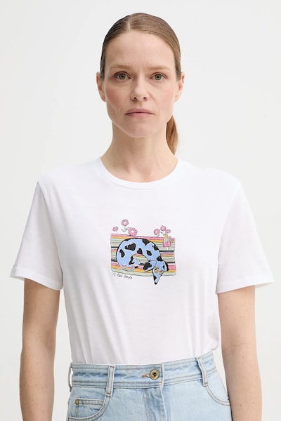 Хлопковая футболка PS Paul Smith женская цвет белый W2R.G799.PP4951