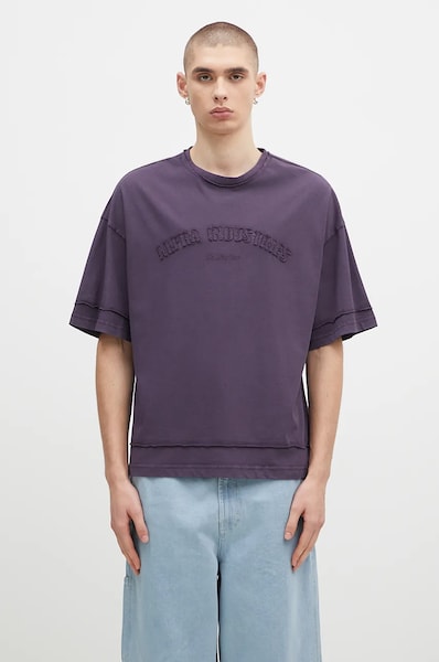 Alpha Industries tricou din bumbac Open Edge barbati, culoarea violet, cu imprimeu, 148505