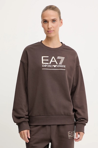 Μπλούζα EA7 Emporio Armani χρώμα: καφέ, AF12473.7W000416