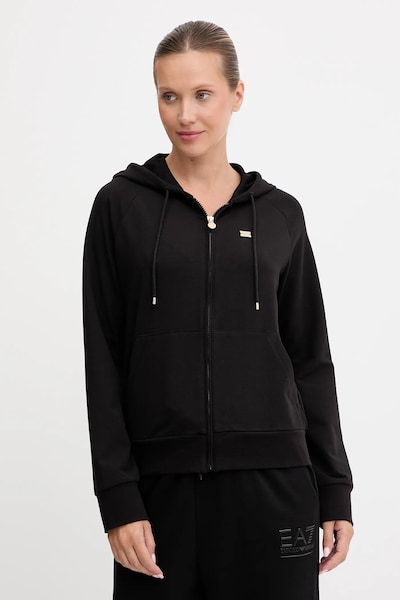 Μπλούζα EA7 Emporio Armani χρώμα: μαύρο, με κουκούλα, AF13135.7W000458