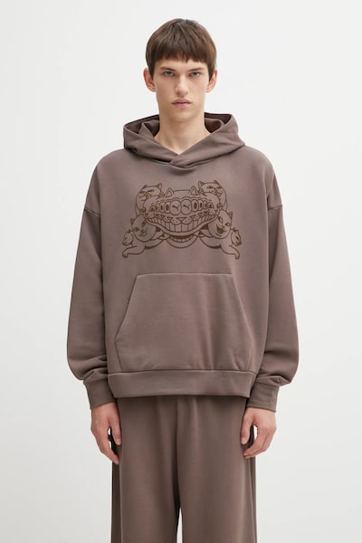 Puma x RIPNDIP bluza bawełniana męska kolor brązowy z kapturem z aplikacją 632414