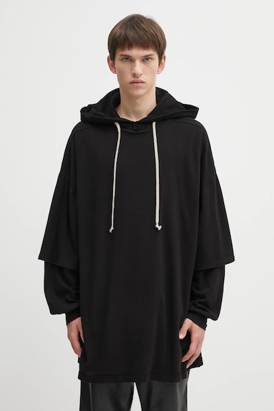 Rick Owens DRKSHDW cotton sweatshirt Tommy Hustler black color hooded smooth DU02E7271.JDB