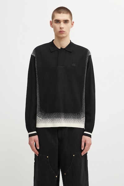 Filling Pieces Knit Shirt Rugby πουλόβερ με βισκόζη ανδρικό μαύρο 422571500243
