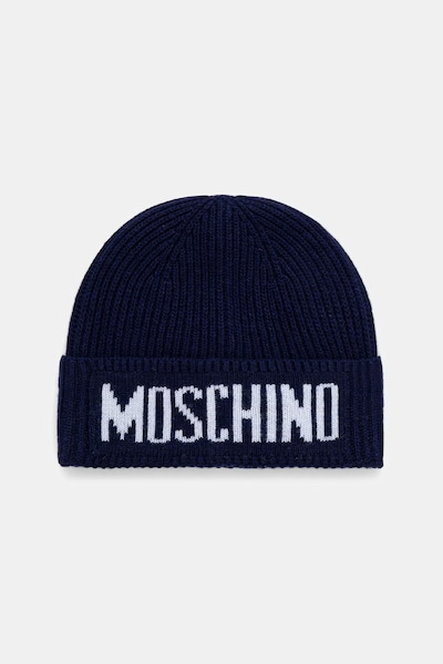 Moschino czapka męska z dodatkiem wełny granatowa M5875 60808