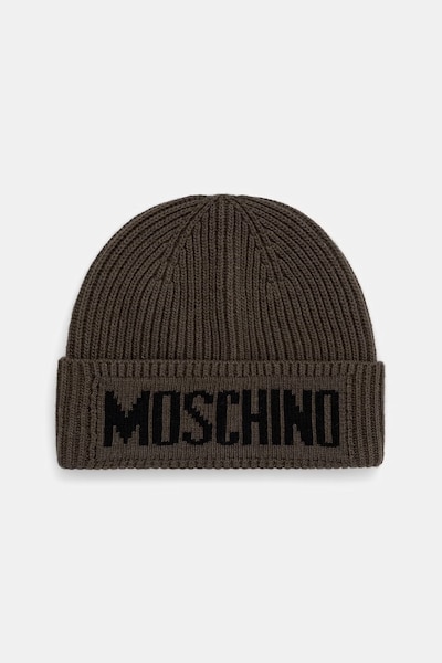 Moschino czapka męska z dodatkiem wełny zielona M5875 60808
