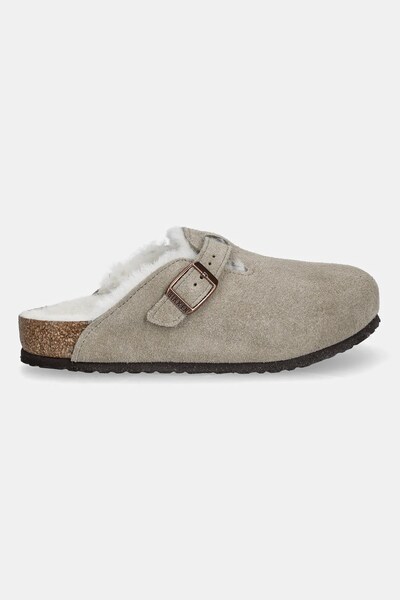 Дитячі замшеві шльопанці Birkenstock Boston колір бежевий