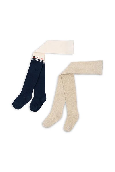 Дитячі колготки Konges Sløjd 2 PACK CHERRY LUREX TIGHTS 2-pack колір бежевий