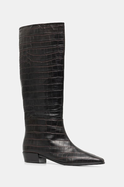 Copenhagen bőr csizma barna, lapos talpú, CPH295 croco leather