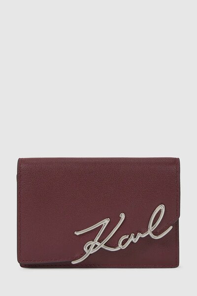 Шкіряний гаманець Karl Lagerfeld K/SIGNATURE колір бордовий