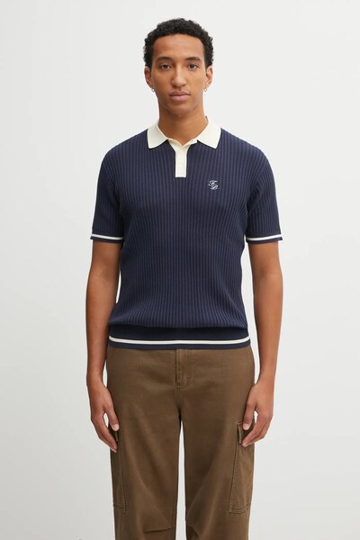 Бавовняне поло Filling Pieces Fine Knit Polo колір синій