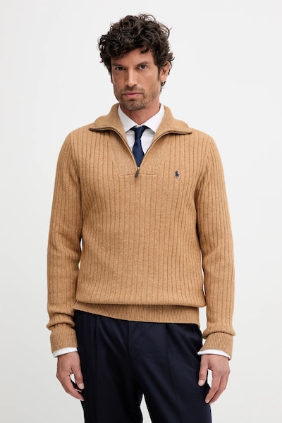 Μάλλινη μπλουζα Polo Ralph Lauren χρώμα: καφέ, 710974167