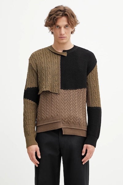 Μάλλινη μπλουζα Andersson Bell Patchwork Asymmetric Crewneck χρώμα: πράσινο, atb1330m