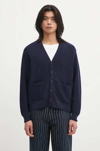 Visvim cardigan in lana SELMER KNIT uomo colore blu navy 125205012007