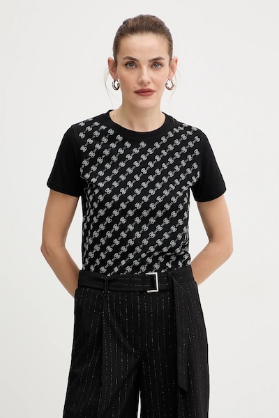 Pamučna majica Guess za žene, boja: crna, W5BI21 I3Z14
