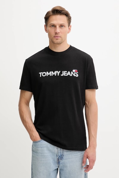 Pamučna majica Tommy Jeans boja: crna, s tiskom, DM0DM21585