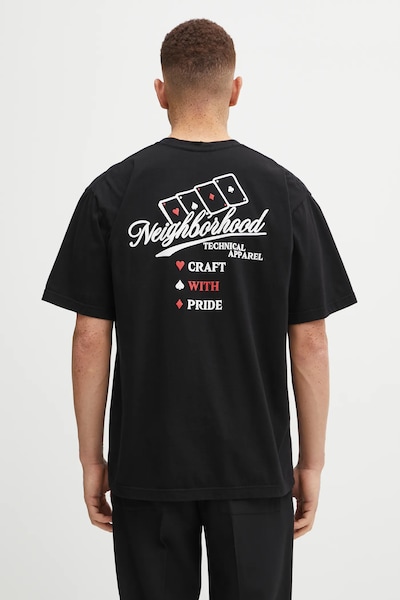 NEIGHBORHOOD tricou din bumbac NH. TEE SS-8 culoarea negru, cu imprimeu, 252PCNH.ST08