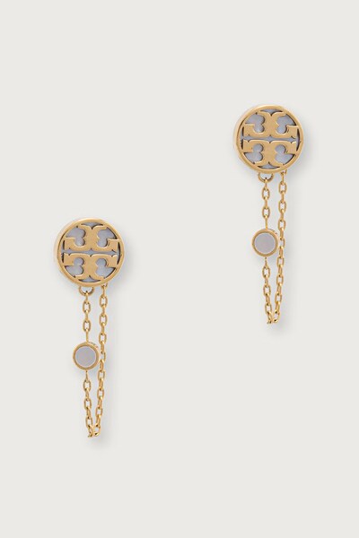 Сережки жіночі позолочені з перламутром Tory Burch Icon