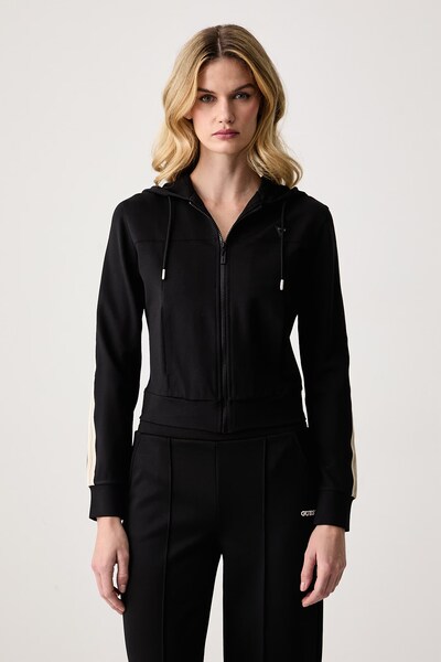 Кофта на застібці жіноча з віскозою Guess FAUSTA колір чорний