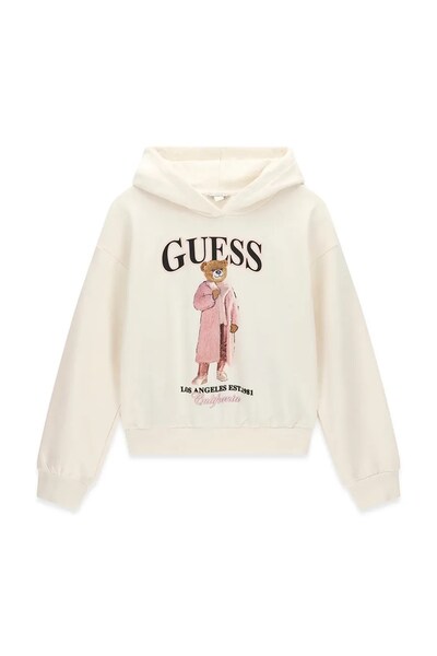 Кофта з капюшоном дитяча бавовняна Guess колір бежевий