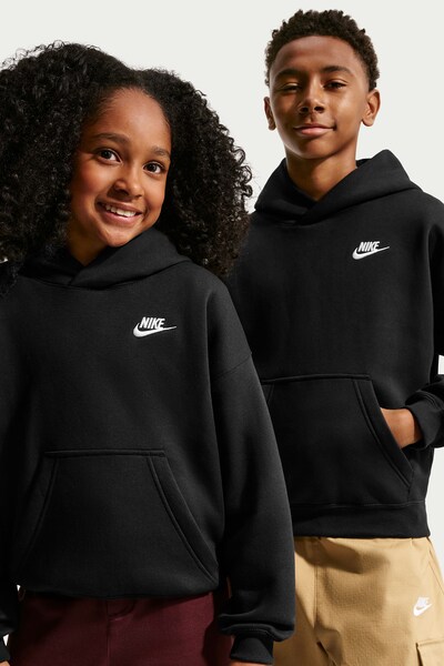 Кофта з капюшоном дитяча з бавовною Nike Sportswear Club Fleece колір чорний