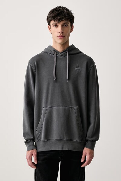 Кофта чоловіча бавовняна G-Star Logo overdyed hooded колір сірий