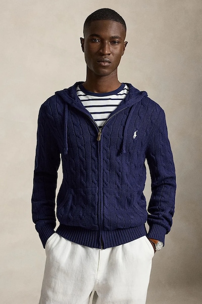 Polo Ralph Lauren cardigan da uomo in cotone blu navy 710B18057