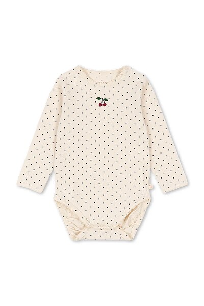 Боді для немовлят бавовняне з еластаном Konges Sløjd BASIC LS BODY GOTS колір бежевий