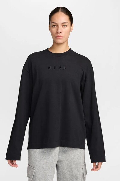 Лонгслів жіночий бавовняний Nike Sportswear Luxe колір чорний