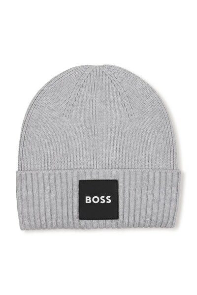 Шапка beanie дитяча BOSS колір сірий