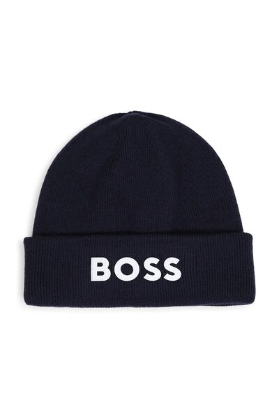 Шапка beanie дитяча з віскозою BOSS колір темно-синій