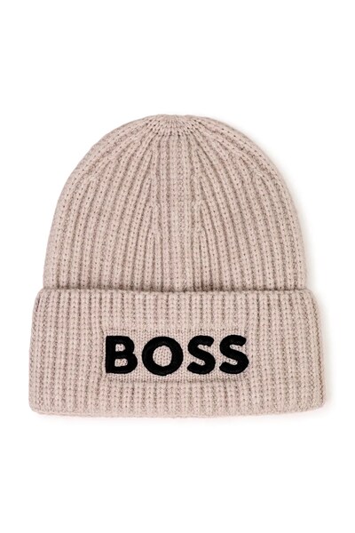 Шапка beanie дитяча BOSS колір бежевий