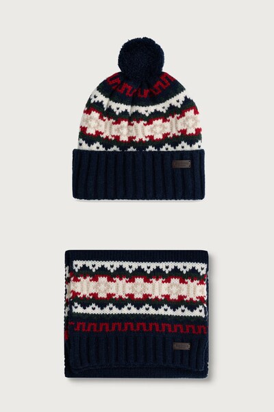 Шапка та шарф чоловіча з вовною Barbour колір блакитний