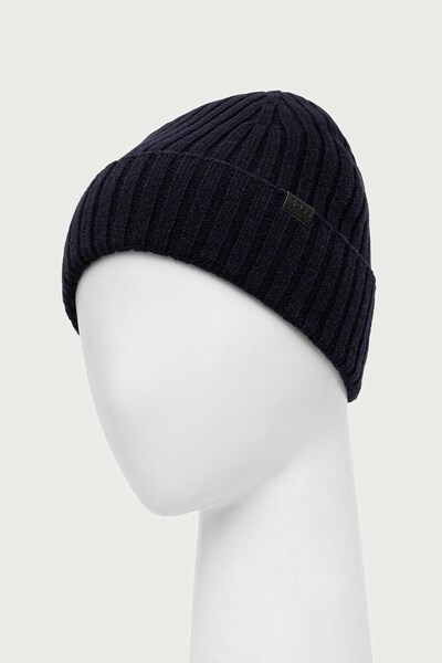Шапка чоловіча з вовною BOSS Fino_Hat колір темно-синій