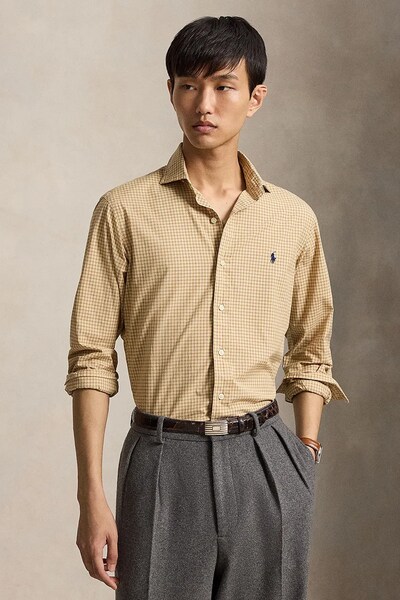 Сорочка чоловіча бавовняна Polo Ralph Lauren колір коричневий