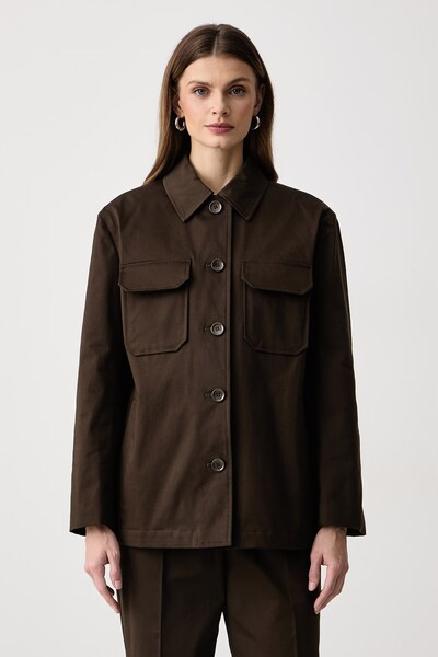 Пальто жіноче з бавовною Weekend Max Mara WKSELMO колір коричневий