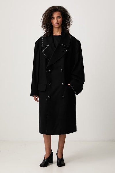 Пальто жіноче вовняне MM6 Maison Margiela колір чорний