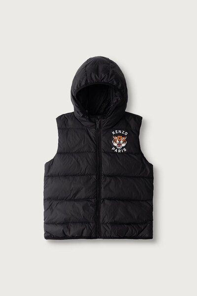 Пухова безрукавка дитяча Kenzo Kids колір чорний