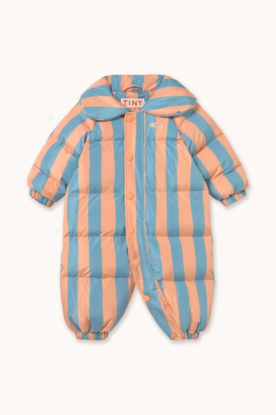 Комбінезон для немовлят Tinycottons NUDE-BLUE STRIPES PADDED OVERALL колір блакитний