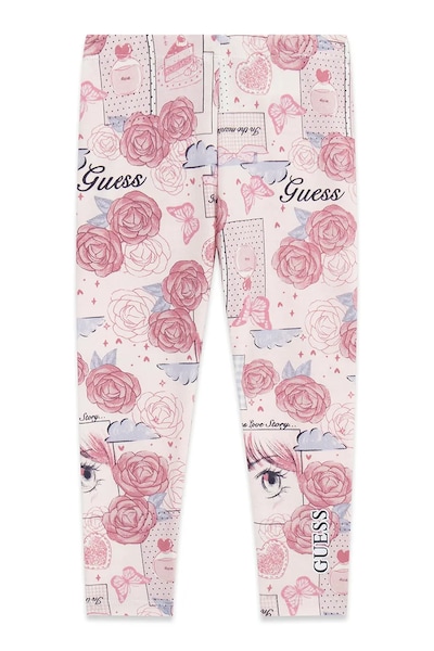 Guess leggings gyerek pamuttal rózsaszín normál derék K6YB07 K3846