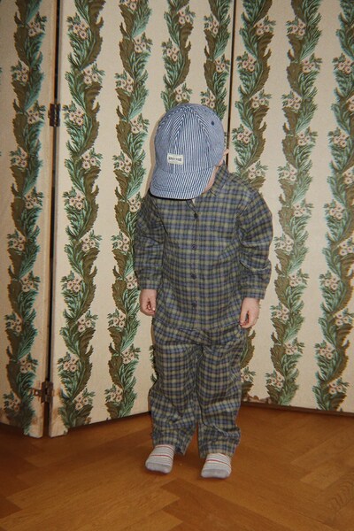 Штани дитячі бавовняні Konges Sløjd CARA PANTS GOTS колір блакитний